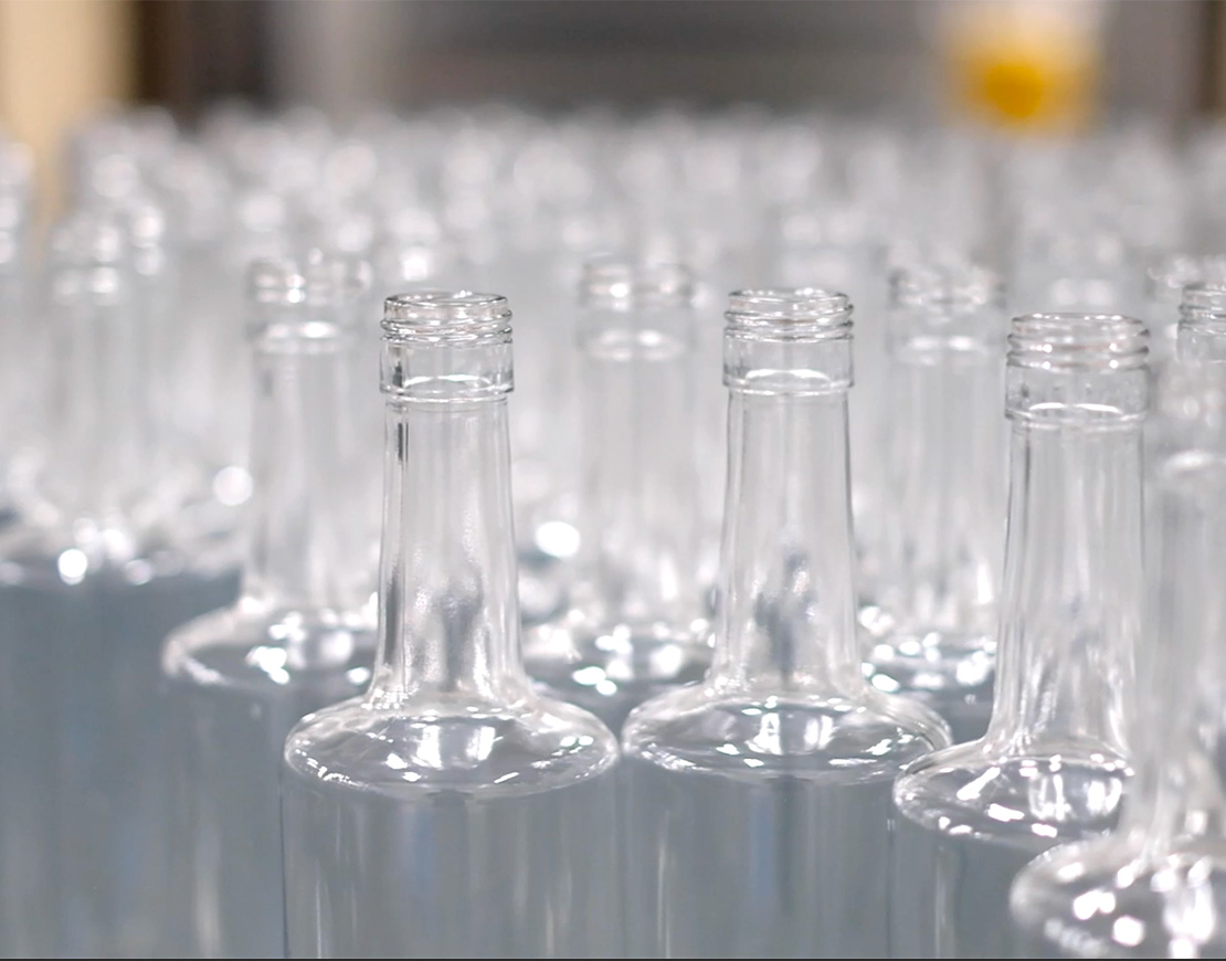row of bottles made with sustainable resources